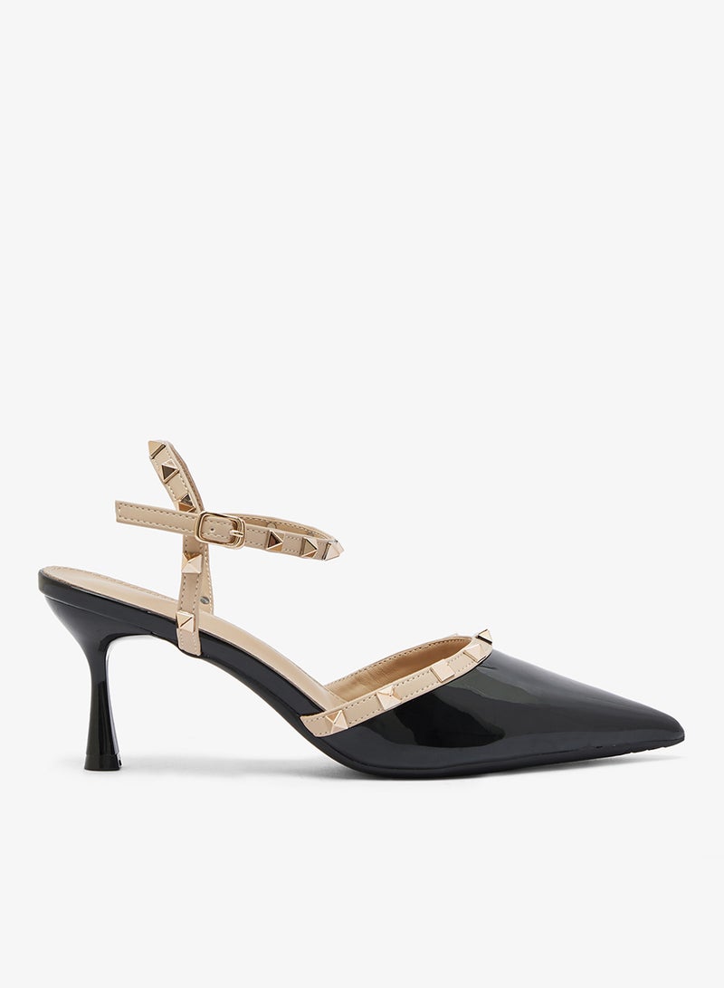 Ginger Stud Detail Mid Heel Pumps - Image 1